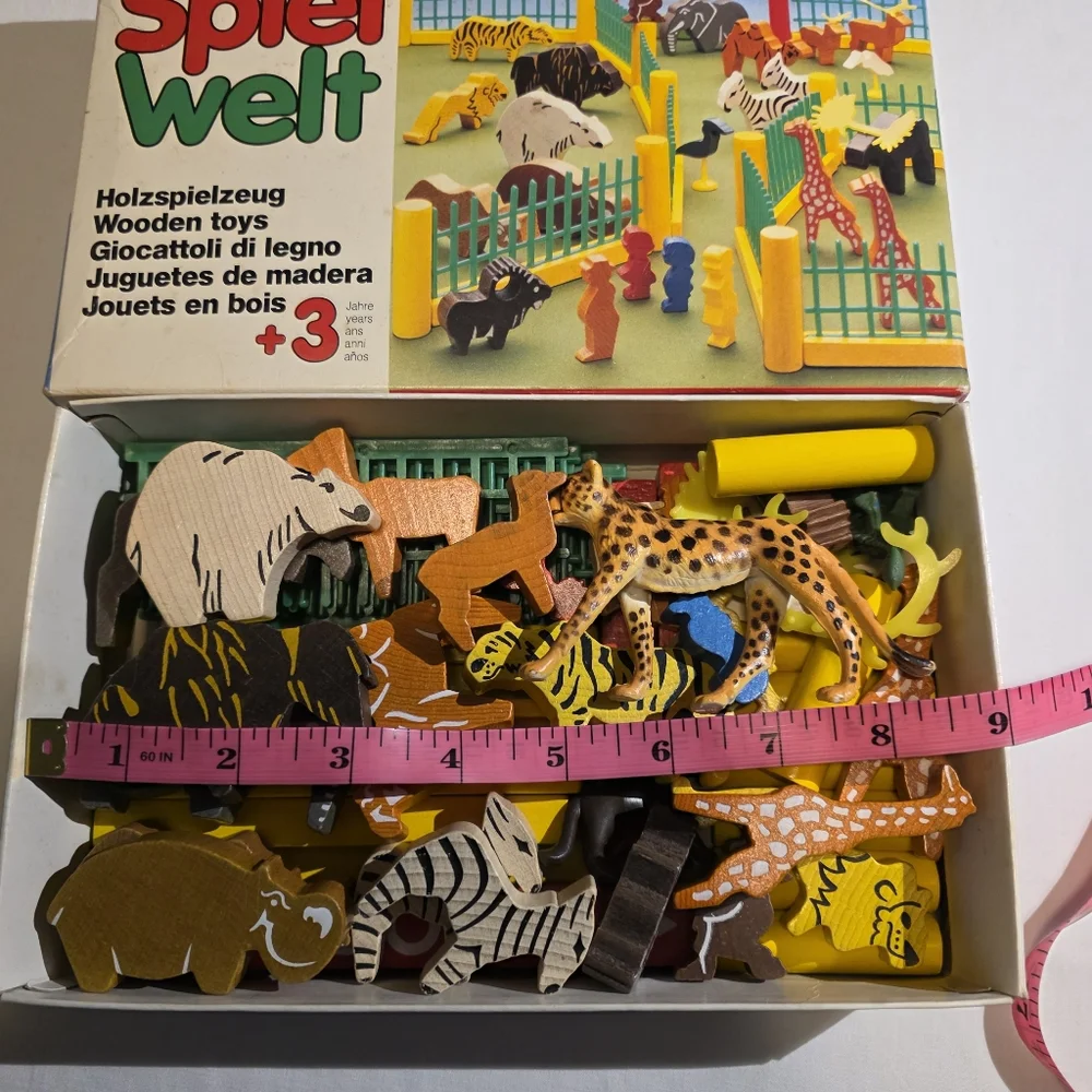 Vintage Lorenz Spiel Welt Wooden Zoo Set West Germany Tierpark Wood Toy Animals